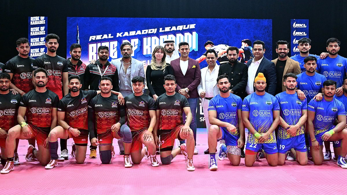 Real Kabaddi League : Real Kabaddi League players pose for the cameras.