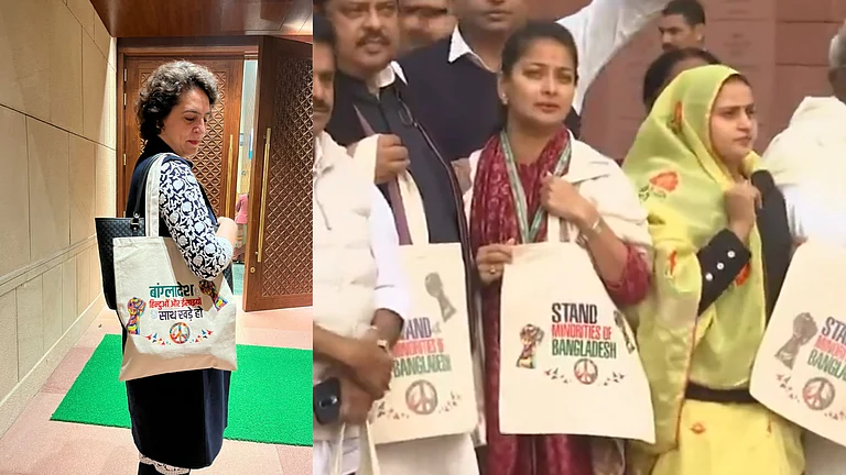 Priyanka Gandhi Carries Bangladesh Bag To Parliament - | Photo: X/Congress