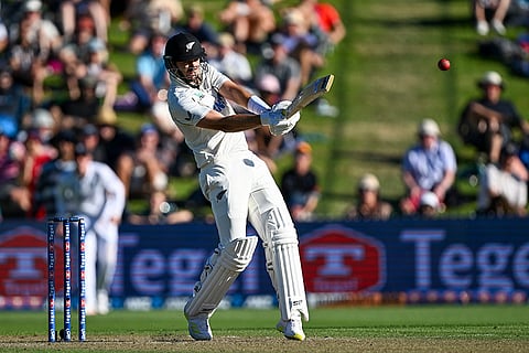 Tim Southee of New Zealand bats in the third cricket test
