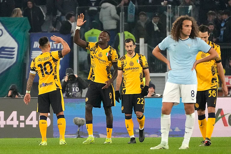 Serie A 2024-25: Inter Milan's Marcus Thuram celebrates after scoring his side's sixth goal - | Photo: AP/Gregorio Borgia