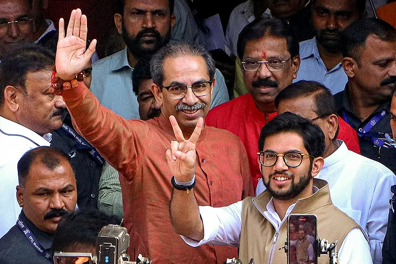 Uddhav Thackreay with Aaditya Thackeray