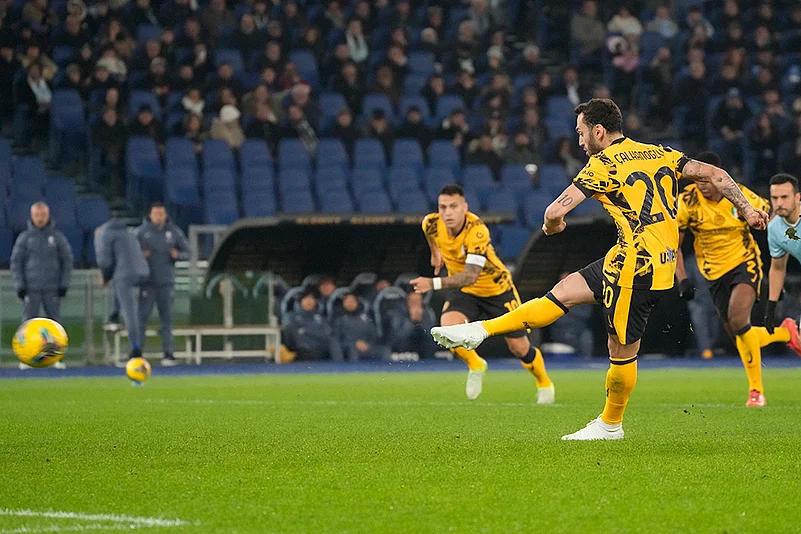 Italian Serie A Soccer Inter Milan vs Lazio football match pics: Hakan Calhanoglu