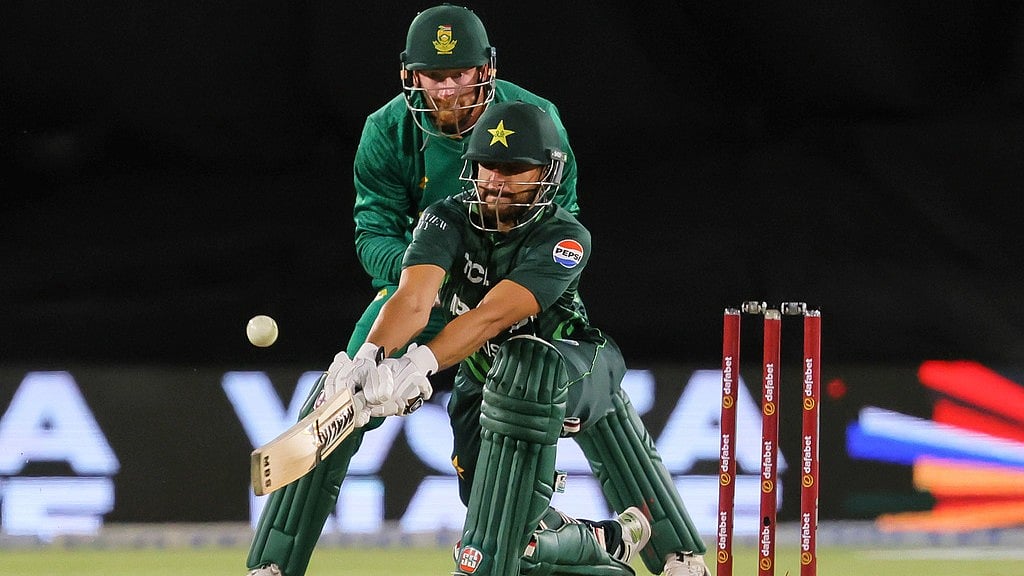 AP : Salman Ali Agha bats during the first ODI International cricket match between South Africa and Pakistan, at Poland Park in Paarl, South Africa.