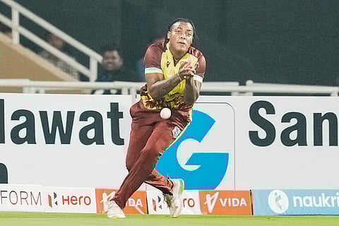 IND women vs WI women 2nd T20: West Indies' Chinelle Henry attempts to take the catch of India's batter Smriti Mandhana