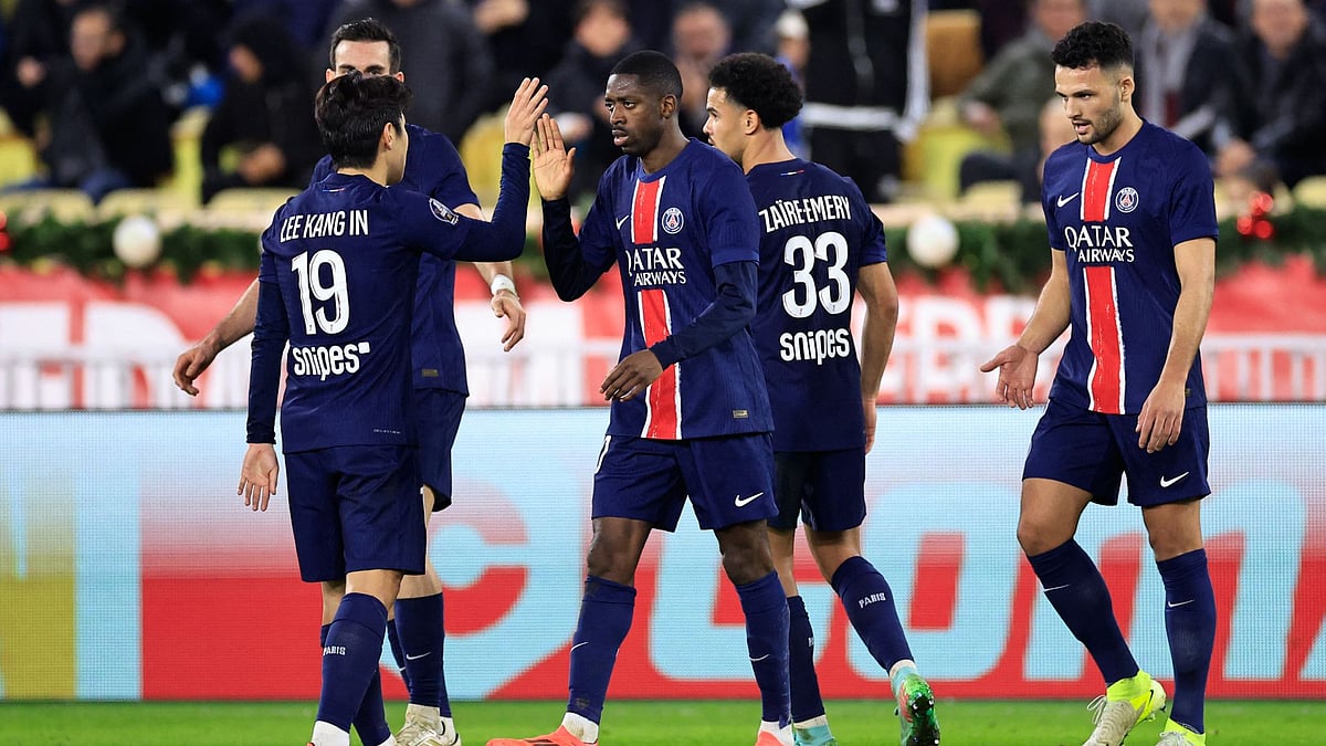 PSG celebrate Dembele's second goal