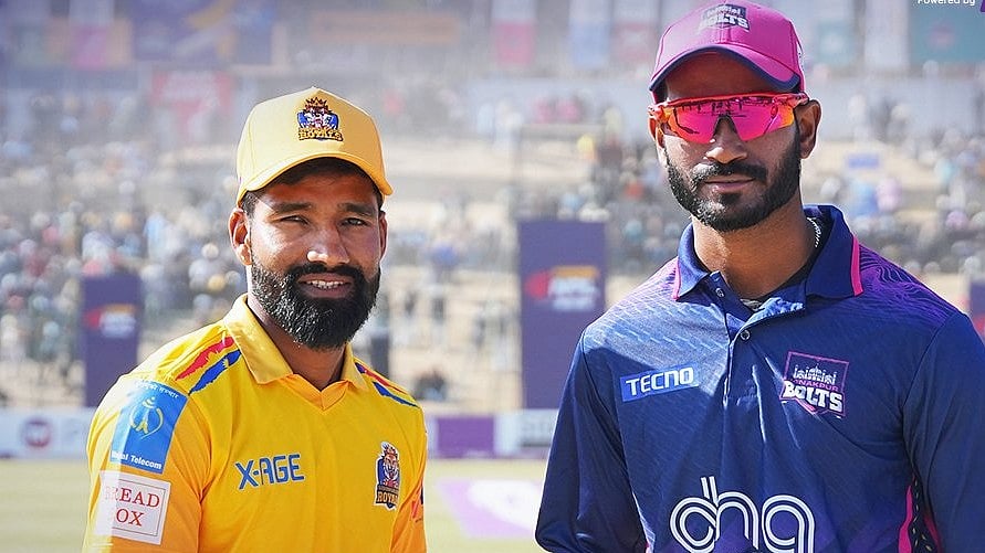 X | Nepal Premier League : Captains Dipendra Singh Airee and Aasif Sheikh at the toss for Nepal Premier League 2024, Qualifier 1