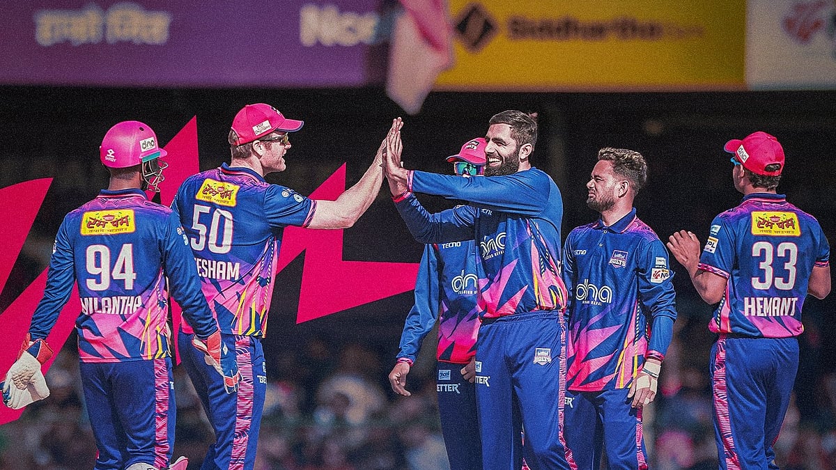 X | Janakpur Bolts  :  Janakpur Bolts in action against Chitwan Rhinos in NPL 2024 match. 