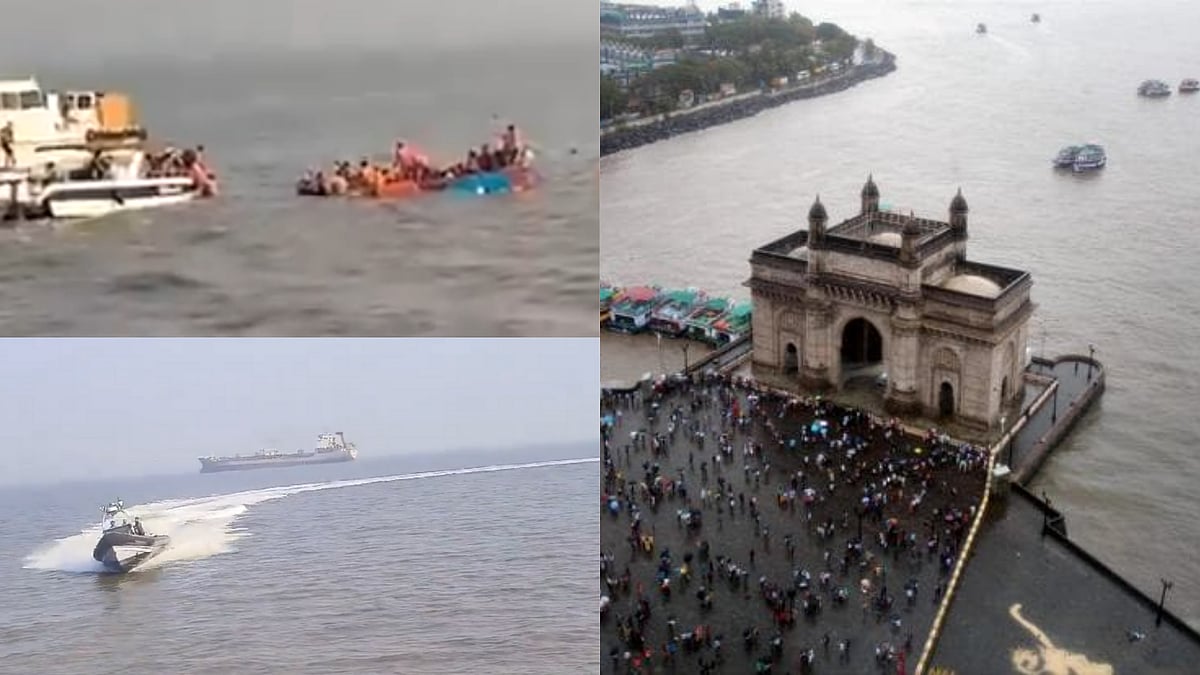 1 Dead, 66 Rescued After Ferry Sinks Off Coast Near Gateway Of India - | Photo: X/PTI