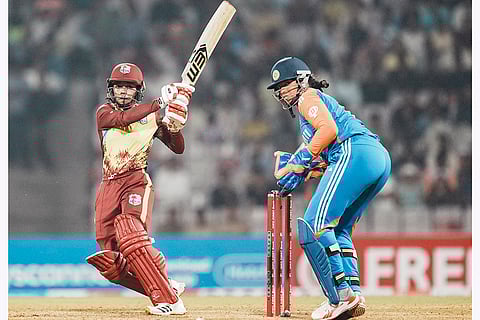 IND women vs WI women 2nd T20: West Indies' batter Shemaine Campbelle plays a shot