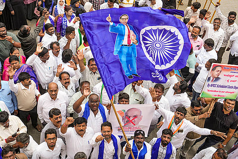 KPCC SC Morcha protest against Shah in B'luru