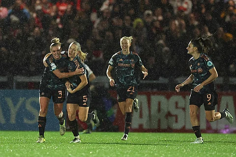 Women's Champions League: Magdalena Eriksson celebrates after scoring her sides first goal