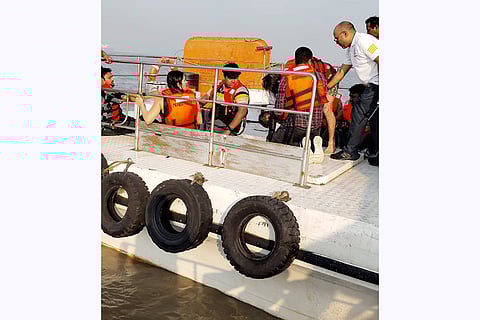 An injured passenger receiving medical attention