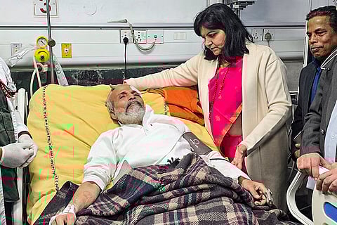 Aprajita Sarangi meets injured Pratap Chandra Sarangi