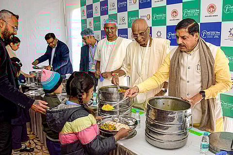 Mohan Yadav at mid-day meal programme