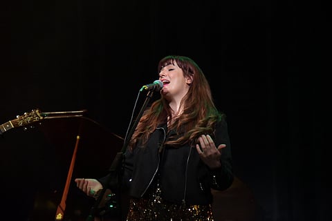 Aoife Scott performing at the Irish Christmas event by Embassy of Ireland