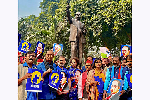 INDIA bloc MPs protest over Ambedkar issue