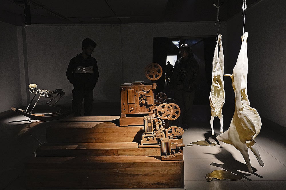 | Photo: Sandipan Chatterjee : Infinite Possibilities: Images and objects featured in Sudarshan Shetty’s installation One Life Many on display at Kolkata’s Academy of Fine Arts as part of the Bengal Biennale