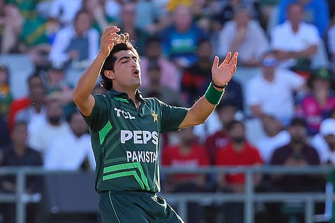 SA vs PAK 2nd ODI: Pakistan bowler Naseem Shah gestures