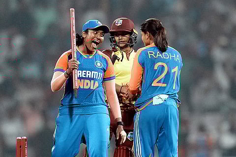 IND-W vs WI-W 3rd T20I: Indian players celebrating victory against West Indies