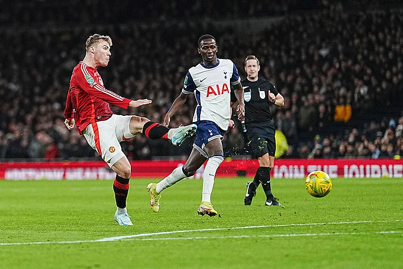 English League Cup quarterfinal soccer Tottenham and Manchester United football : Rasmus Hojlund
