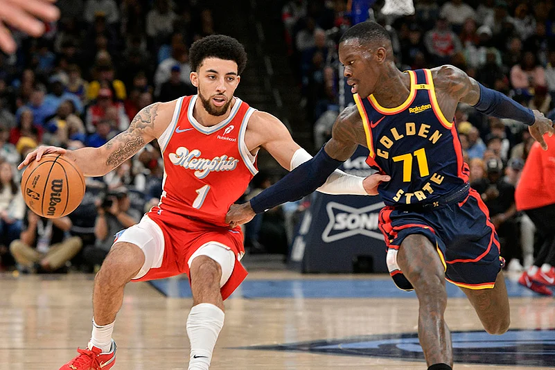 NBA Basketball 2024-25 Memphis Grizzlies vs Golden State Warriors match pics: Scotty Pippen Jr.