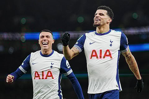 EFL Cup Quarter-Finals: Tottenham's Dominic Solanke celebrates after scoring his side's third goal 