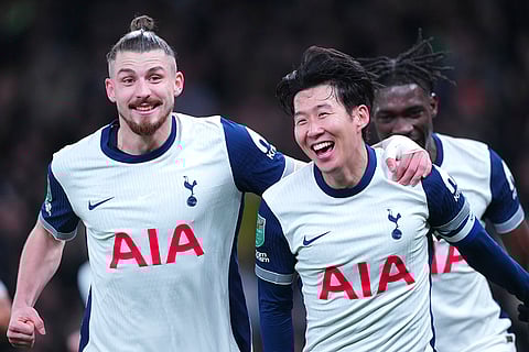 EFL Cup Quarter-Finals: Tottenham's Son Heung-min celebrates his side's fourth goal 