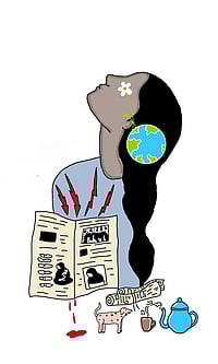 The Weight Of Elsewhere | Poem Anupriya Yoga : Illustration