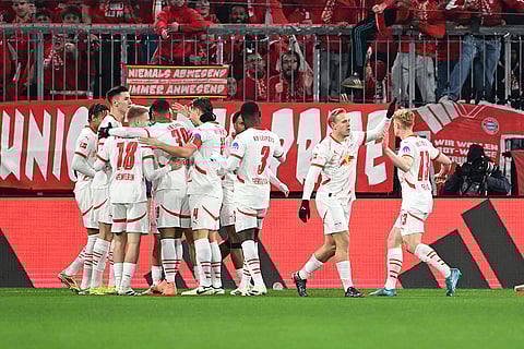 Bundesliga 2024-25: Leipzig players celebrate Benjamin Sesko's goal