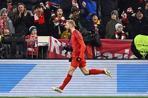 Bundesliga 2024-25: Munich's Konrad Laimer celebrates scoring