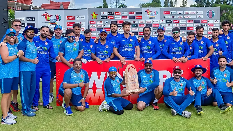 Afghanistan celebrate after winning the ODI series against Zimbabwe