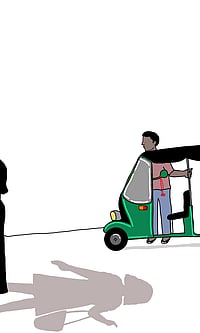 Illustration by Anupriya Yoga : The rickshaw tells the story of different people