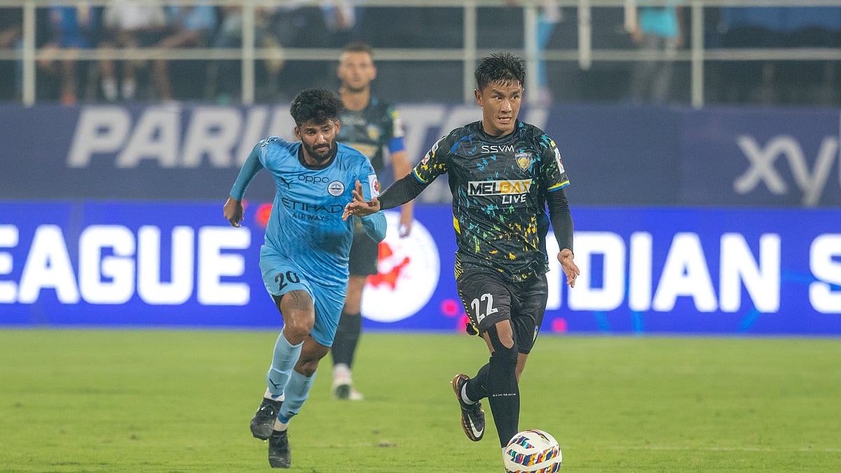Chennaiyin FCs Lalrinliana Hnamte charges on during the ISL 2024-25 match against Mumbai City FC.