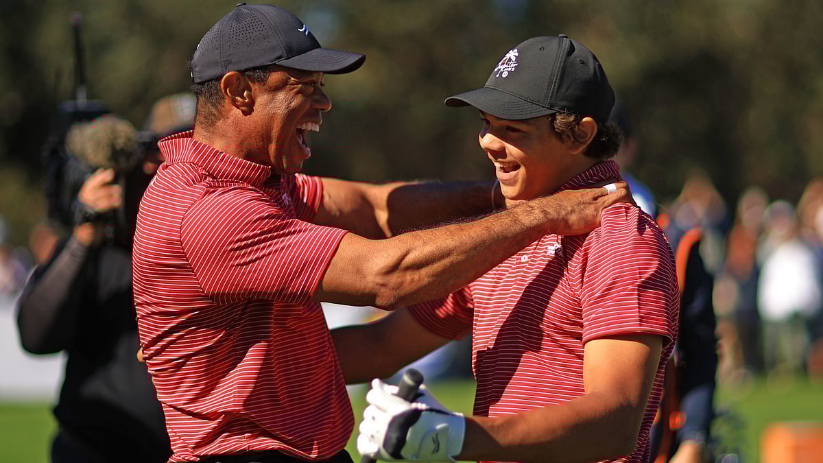 Tiger Woods with his son Charlie