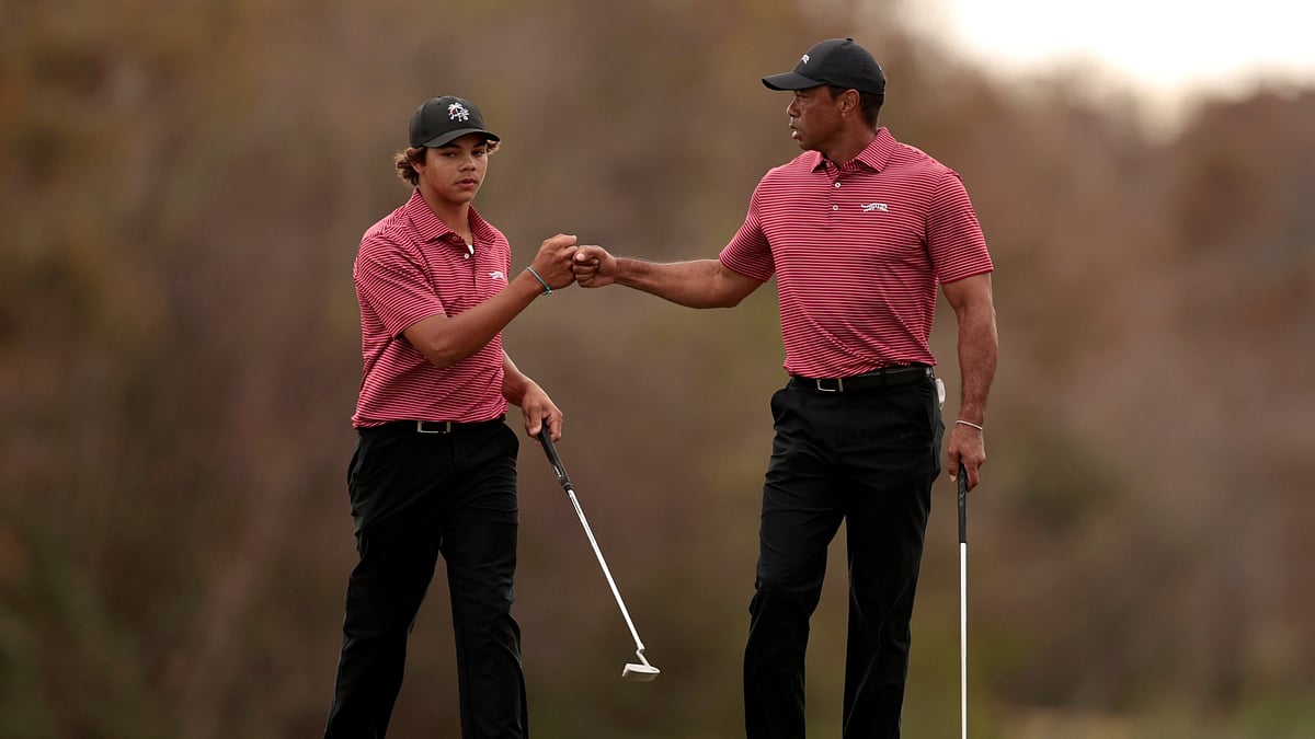 Tiger Woods and son Charlie at the PNC Championship