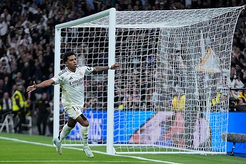 La Liga 2024-25: Real Madrid's Rodrygo celebrates after scoring his side's third goal