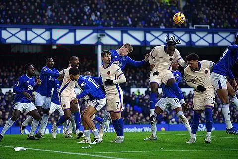 EPL 2024-25: Chelsea's Axel Disasi heads the ball