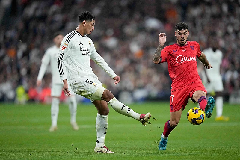 Spain soccer La Liga 2024-25 Real Madrid Vs Sevilla football match Pics:  Jude Bellingham