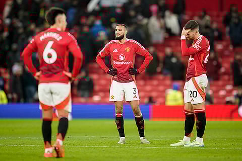 EPL 2024-25: Manchester United players are dejected at the end of the match