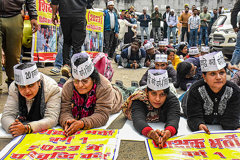 Candidates for teacher exam protest in Bhopal