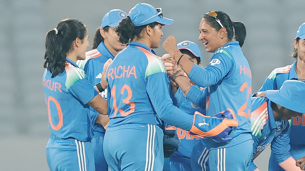 X/BCCI Women : India celebrate the wicket of West Indies captain Hayley Matthews during the first ODI in Vadodara.