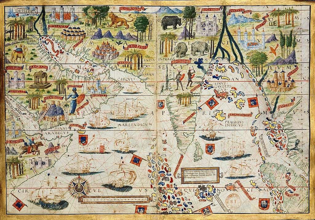 Wikimedia Commons : A Portuguese map made in 1519 depicting Indian Ocean areas.