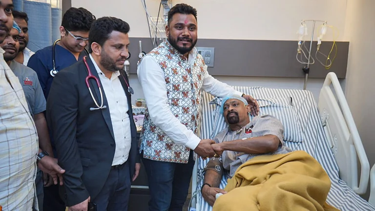 People meet former India cricketer Vinod Kambli who was admitted to a Thane hospital due to deterioration in his health. - PTI