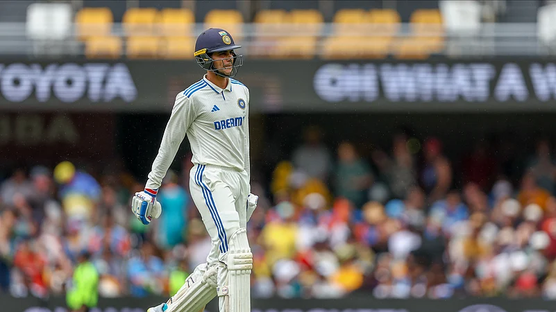 Indias Shubman Gill walks off the field after losing his wicket. AP Photo