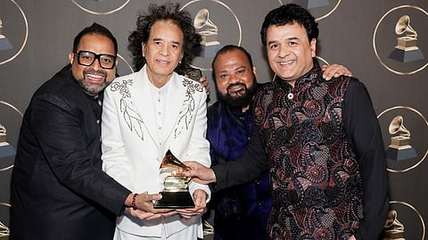 Zakir Hussain receiving an award