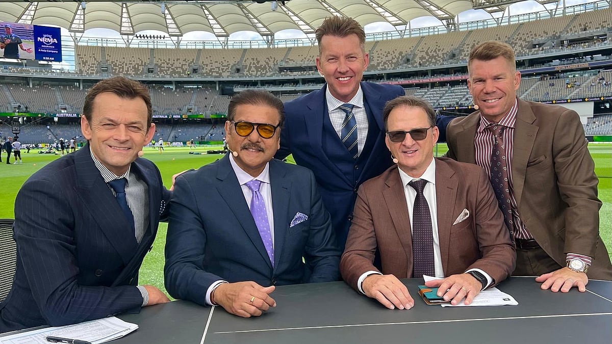 Photo: X | Ravi Shastri : Former India head coach Ravi Shastri with commentary panel in Australia.