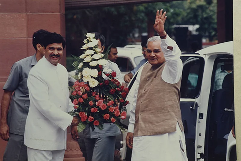 Atal Bihari Vajpayee with Pramod Mahajan