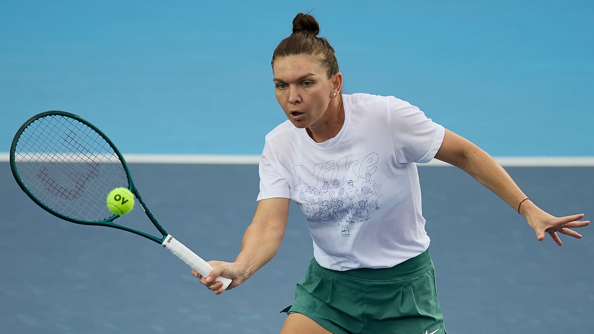 Simona Halep practicing at the Hong Kong Open in October this year.