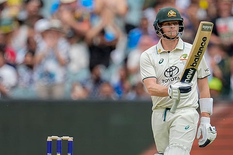 India Vs Australia, 4th Test Day 1: Australia's Steve Smith raises his bat as he celebrates after scoring fifty runs