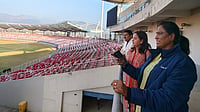 | Photo: X/Team India : File photo of IOA Chief PT Usha looking at the stadium in Uttarakhand for the 38th National Games in 2025.